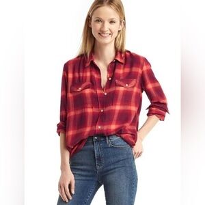 Gap x Pendleton Red Plaid Button Down Shirt size XS Western Preppy